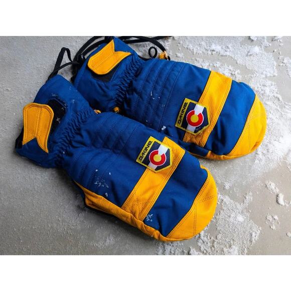 Dakine Leather Ski Snowboard Mittens Size L – Colorado Flag Edition – Blue/Gold - Picture 5 of 8